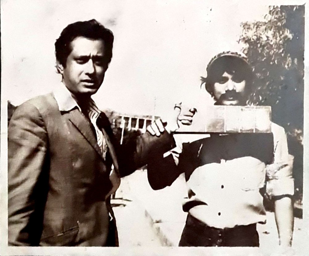 The greatest actor Anowar Hossain with Probir Mitra during the shooting of the film Sheyana in 1976